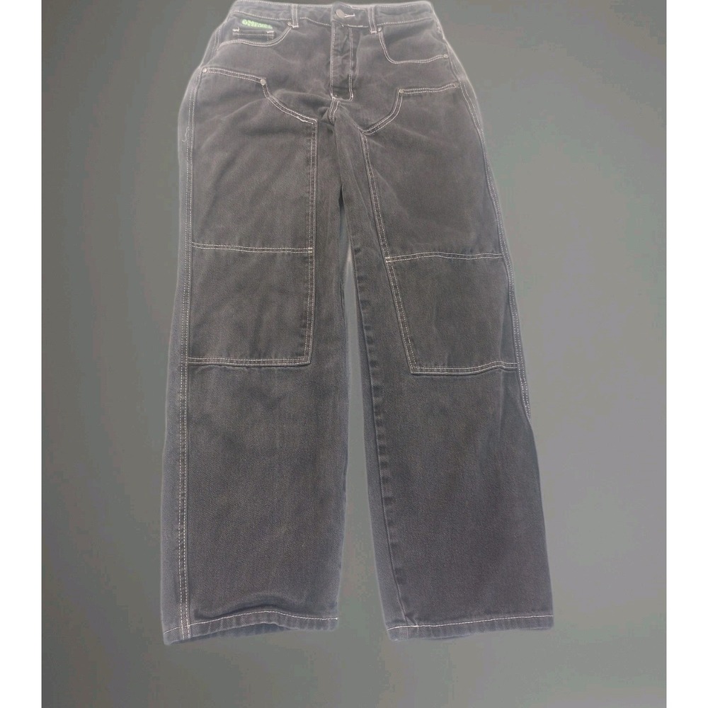 Empyre Y2K Baggy Skater Jeans Size 6 Black Grey  Alt Grunge Gothic 90s Straight